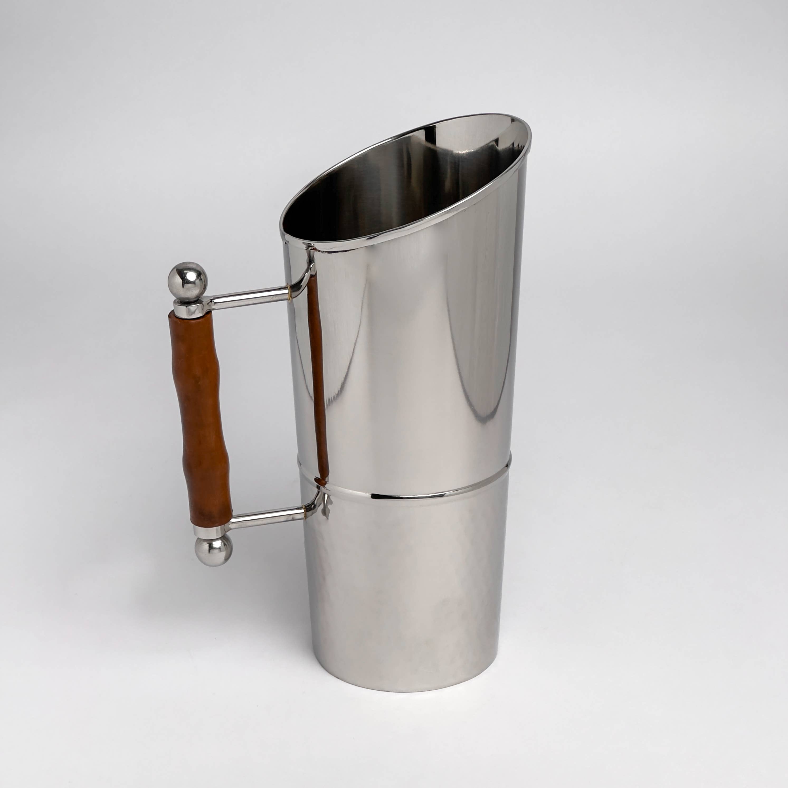 Polished & Hammered Oval Pitcher w/ Wood Handle
