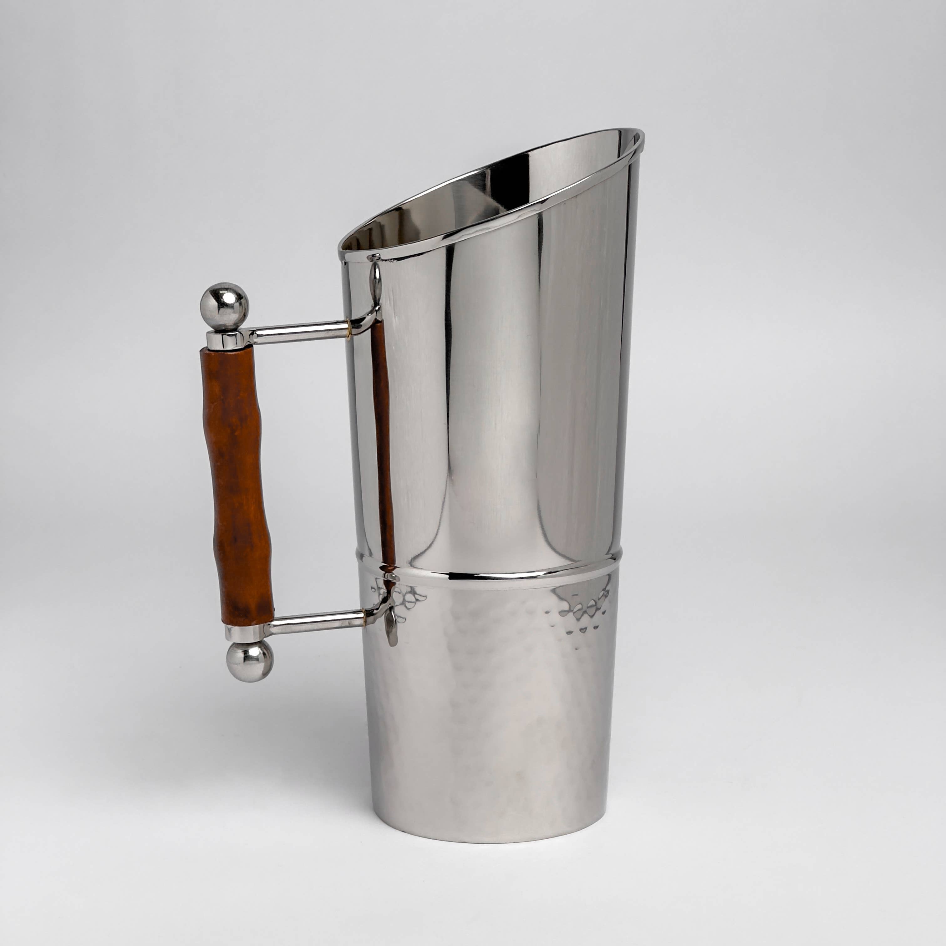 Polished & Hammered Oval Pitcher w/ Wood Handle