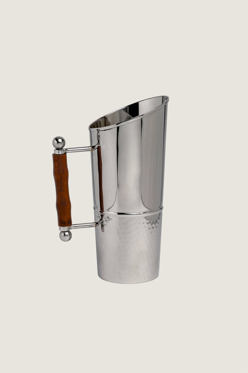 Polished & Hammered Oval Pitcher w/ Wood Handle